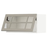 SEKTION Wall cab horiz gls door w push-open, white/Stensund beige, 30x15x15 "