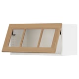 SEKTION Wall cab horiz gls door w push-open, white/Vedhamn oak, 30x15x15 "