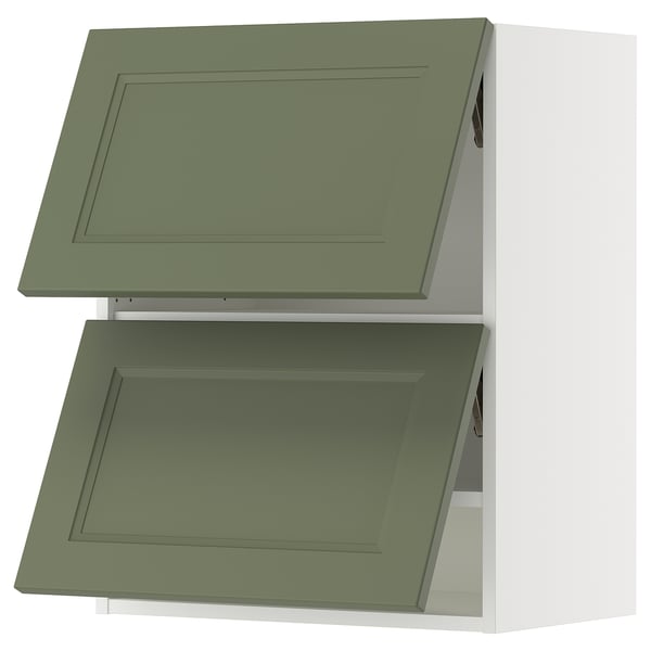 SEKTION Wall cab horizo 2 doors w push-open, white/Axstad gray-green, 24x15x30 "