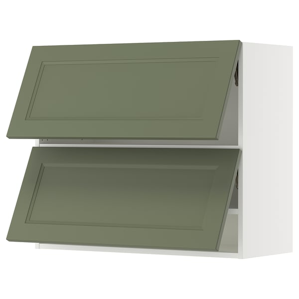 SEKTION Wall cab horizo 2 doors w push-open, white/Axstad gray-green, 36x15x30 "