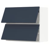 SEKTION Wall cab horizo 2 doors w push-open, white Axstad/matte blue, 36x15x30 "