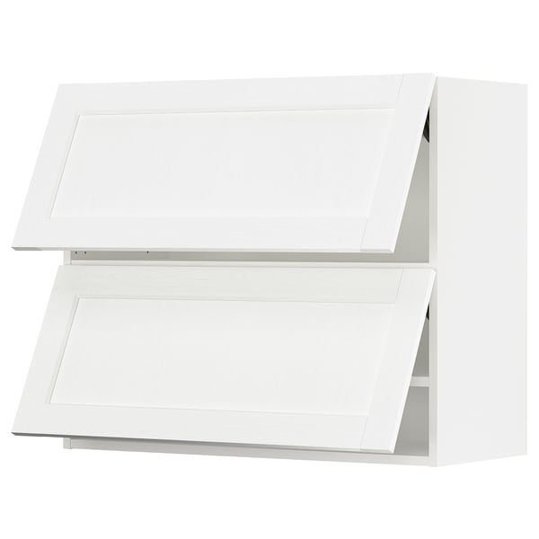 SEKTION Wall cab horizo 2 doors w push-open, white Enköping/white wood effect, 36x15x30 "