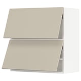 SEKTION Wall cab horizo 2 doors w push-open, white/Havstorp beige, 30x15x30 "