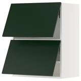 SEKTION Wall cab horizo 2 doors w push-open, white/Havstorp deep green, 24x15x30 "