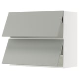 SEKTION Wall cab horizo 2 doors w push-open, white/Havstorp light gray, 36x15x30 "