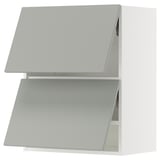 SEKTION Wall cab horizo 2 doors w push-open, white/Havstorp light gray, 24x15x30 "
