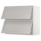 SEKTION Wall cab horizo 2 doors w push-open, white/Lerhyttan light gray, 36x15x30 "