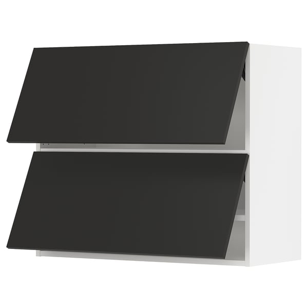 SEKTION Wall cab horizo 2 doors w push-open, white/Nickebo matte anthracite, 36x15x30 "