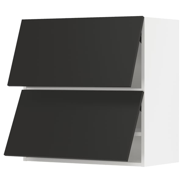 SEKTION Wall cab horizo 2 doors w push-open, white/Nickebo matte anthracite, 30x15x30 "