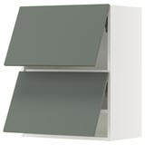 SEKTION Wall cab horizo 2 doors w push-open, white/Nickebo matte grey-green, 24x15x30 "