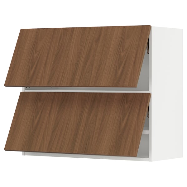SEKTION Wall cab horizo 2 doors w push-open, white/Tistorp brown walnut effect, 36x15x30 "