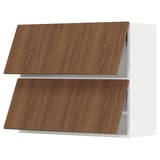 SEKTION Wall cab horizo 2 doors w push-open, white/Tistorp brown walnut effect, 36x15x30 "