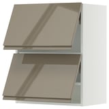 SEKTION Wall cab horizo 2 doors w push-open, white/Voxtorp high-gloss dark grey-brown, 24x15x30 "