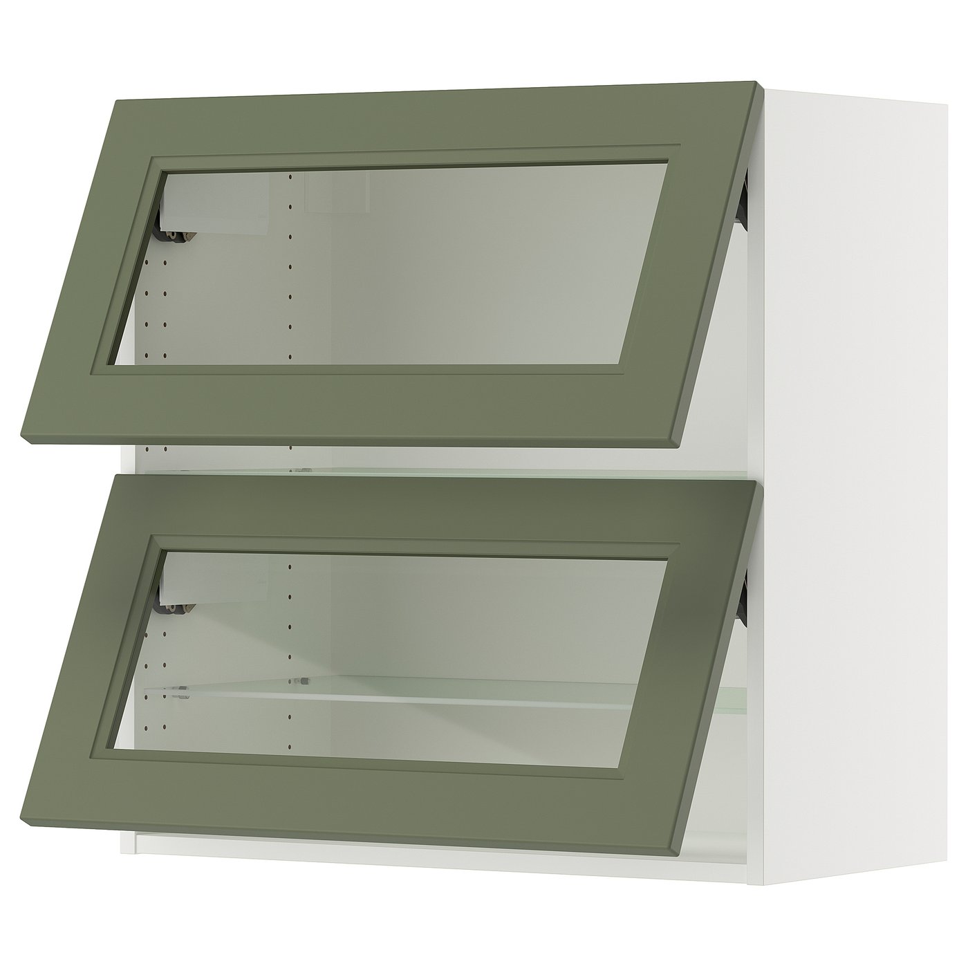 SEKTION wall cab horizontal w 2 glass doors, white/Axstad gray