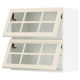SEKTION Wall cab horizontal w 2 glass doors, white/Bodbyn off-white, 30x15x30 "