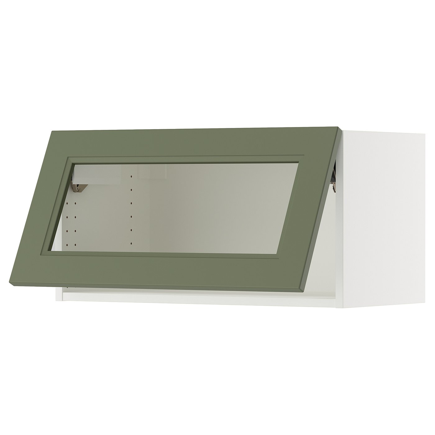 SEKTION wall cab horizontal w glass door, white/Axstad gray-green
