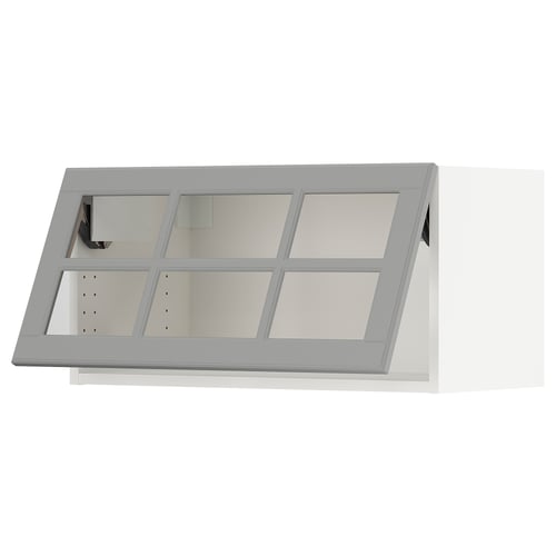 SEKTION Wall cab horizontal w glass door - white/Bodbyn gray 30x15x15 