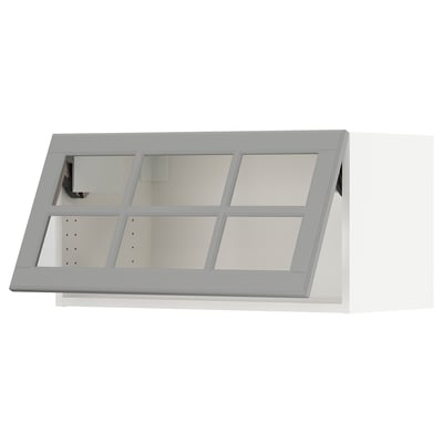 SEKTION Wall cab horizontal w glass door, white/Bodbyn gray, 30x15x15 "