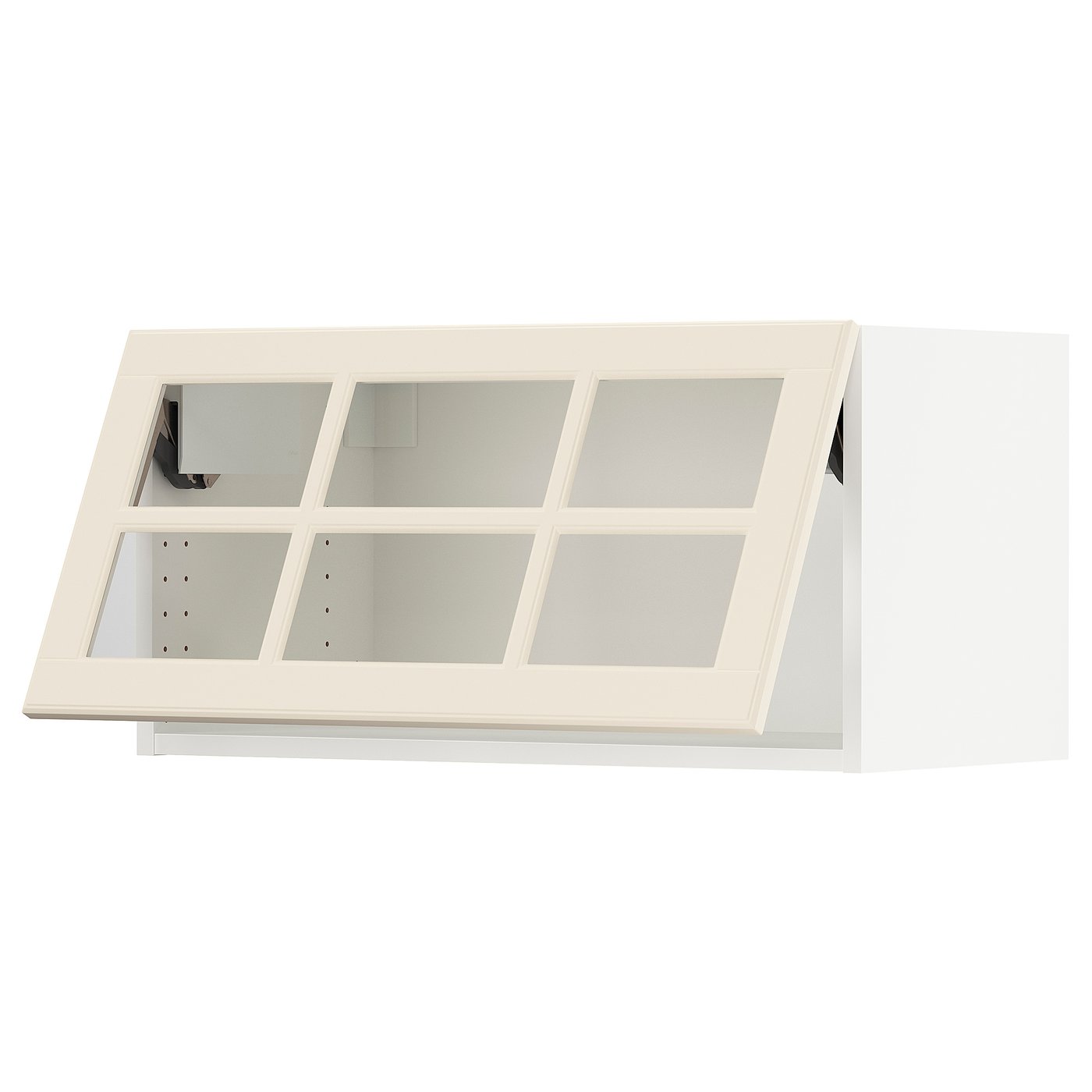 SEKTION wall cab horizontal w glass door, white/Bodbyn off-white