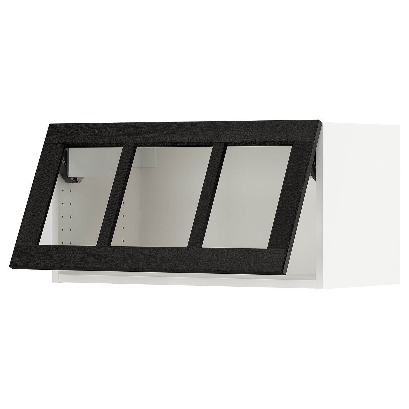 SEKTION wall cab horizontal w glass door, white/Lerhyttan black