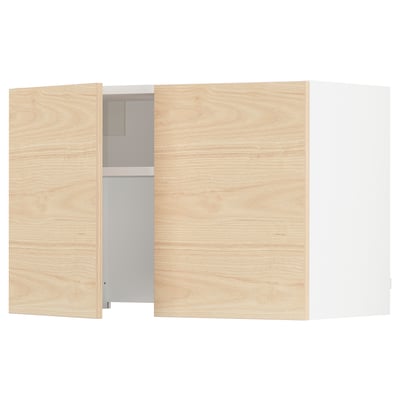 SEKTION Wall cab w built-in range hood, white/Askersund light ash effect, 30x15x20 "