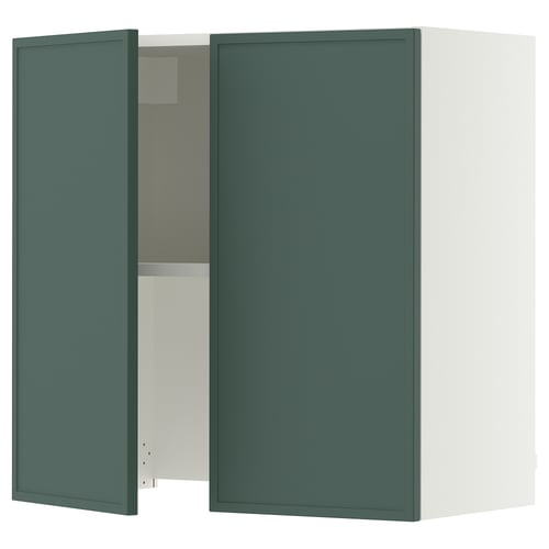 SEKTION Wall cab w built-in range hood, white/Aspudden dark gray-green, 30x15x30 "