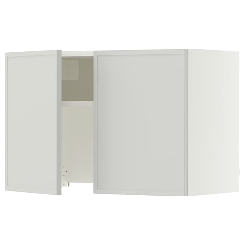 SEKTION Wall cab w built-in range hood, white/Aspudden light gray, 30x15x20 "