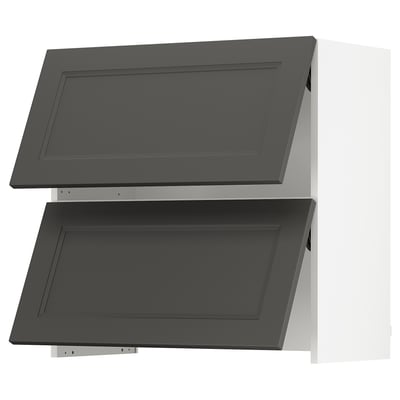 SEKTION Wall cab w built-in range hood, white/Axstad dark gray, 30x15x30 "