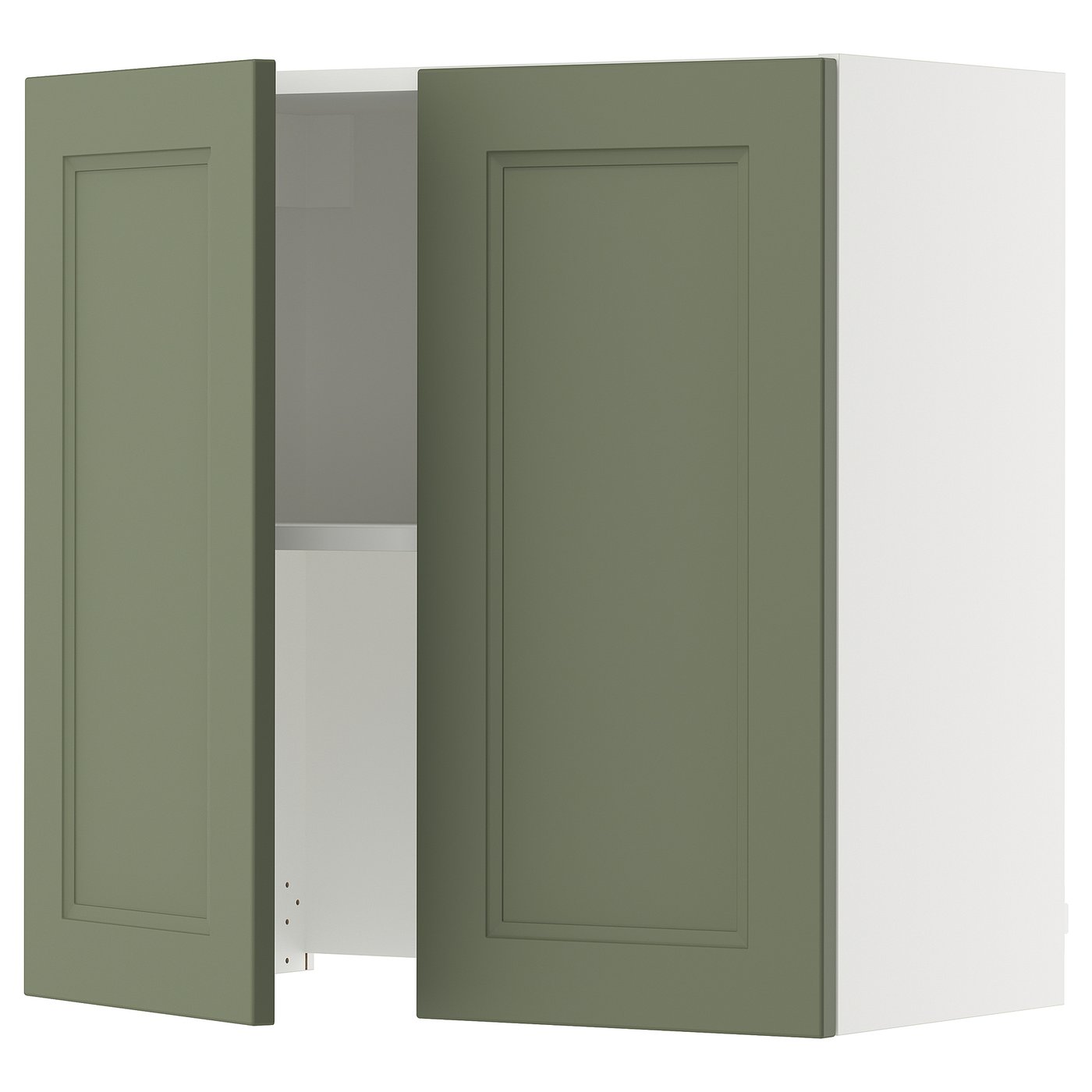 SEKTION wall cab w built-in range hood, white/Axstad gray-green