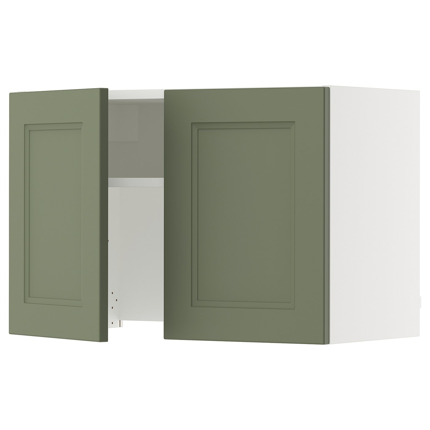 SEKTION wall cab w built-in range hood, white/Axstad gray-green