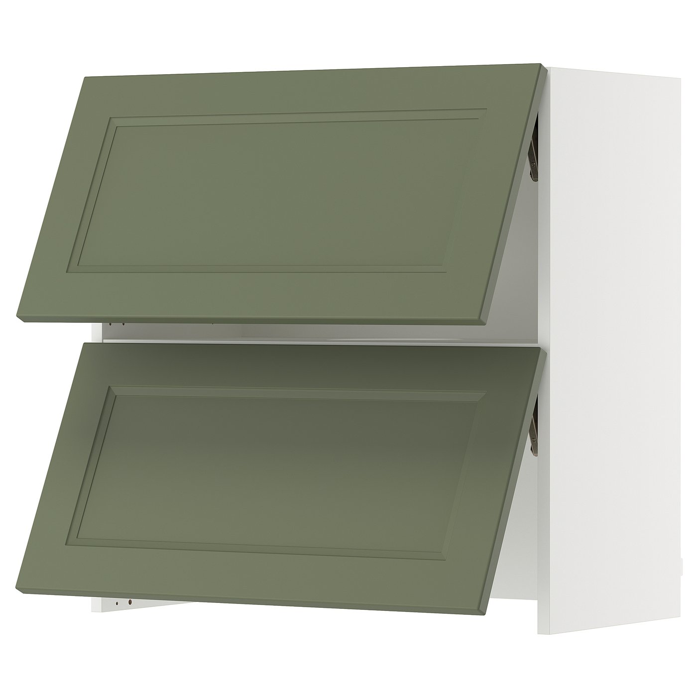 SEKTION wall cab w built-in range hood, white/Axstad gray-green