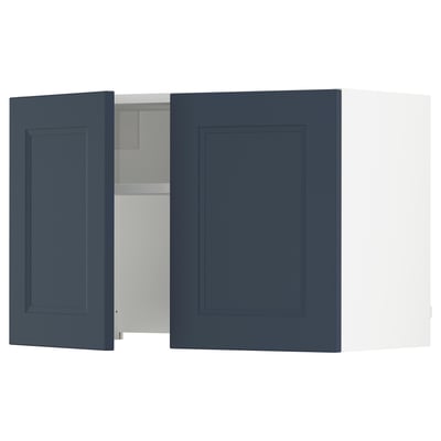 SEKTION Wall cab w built-in range hood, white Axstad/matte blue, 30x15x20 "