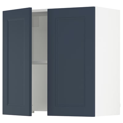 SEKTION Wall cab w built-in range hood, white Axstad/matte blue, 30x15x30 "