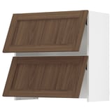 SEKTION Wall cab w built-in range hood, white Enköping/brown walnut effect, 30x15x30 "