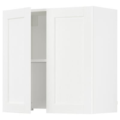 SEKTION Wall cab w built-in range hood, white Enköping/white wood effect, 30x15x30 "