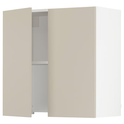 SEKTION Wall cab w built-in range hood, white/Havstorp beige, 30x15x30 "