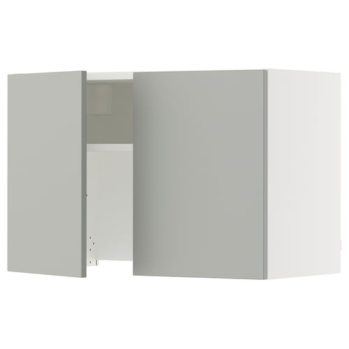 Grey SEKTION kitchen cabinet, 2 doors, 1 open, modern, rectangular.