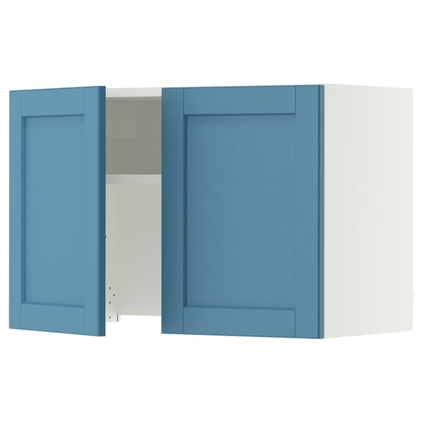 SEKTION Wall cab w built-in range hood, white/Lerhyttan blue, 30x15x20 "