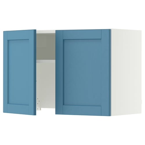 SEKTION Wall cab w built-in range hood, white/Lerhyttan blue, 30x15x20 "