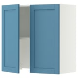 SEKTION Wall cab w built-in range hood, white/Lerhyttan blue, 30x15x30 "