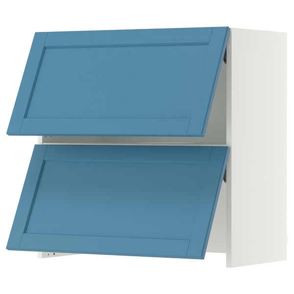 SEKTION Wall cab w built-in range hood, white/Lerhyttan blue, 30x15x30 "
