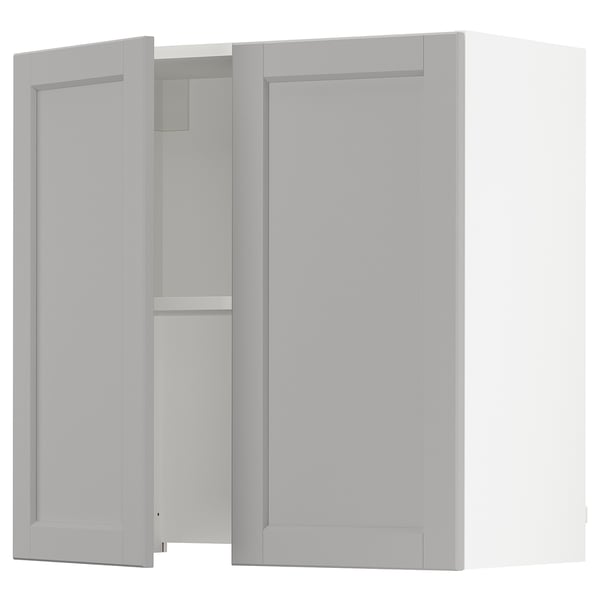 SEKTION Wall cab w built-in range hood, white/Lerhyttan light gray, 30x15x30 "