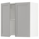 SEKTION Wall cab w built-in range hood, white/Lerhyttan light gray, 30x15x30 "
