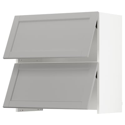 SEKTION Wall cab w built-in range hood, white/Lerhyttan light gray, 30x15x30 "