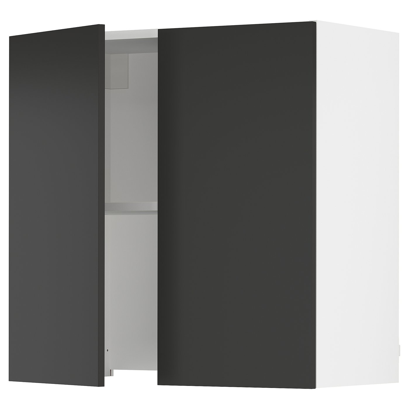 SEKTION wall cab w builtin range hood, white/Nickebo matte anthracite