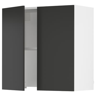 SEKTION Wall cab w built-in range hood, white/Nickebo matte anthracite, 30x15x30 "