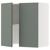 SEKTION Wall cab w built-in range hood, white/Nickebo matte grey-green, 30x15x30 "