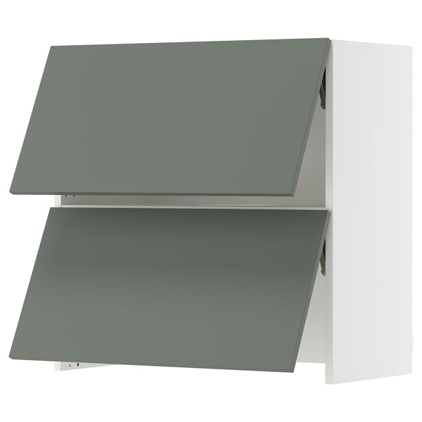 SEKTION Wall cab w built-in range hood, white/Nickebo matte grey-green, 30x15x30 "