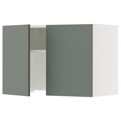 SEKTION Wall cab w built-in range hood, white/Nickebo matte grey-green, 30x15x20 "