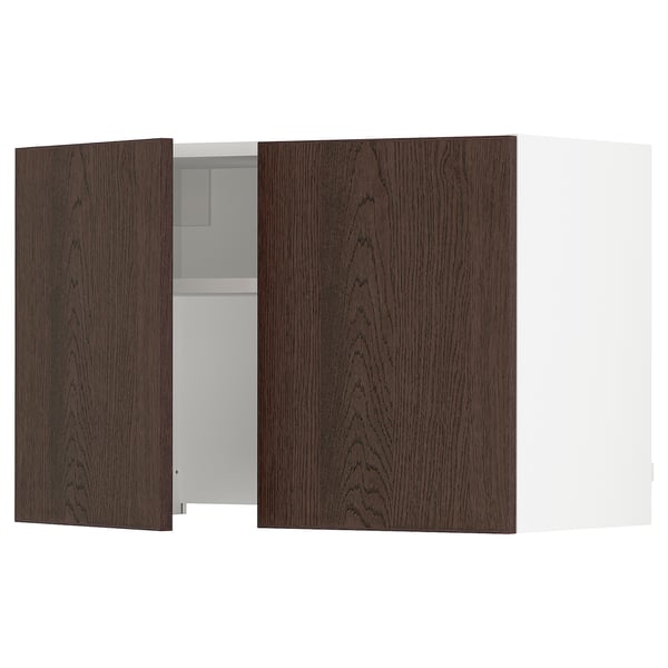 SEKTION Wall cab w built-in range hood, white/Sinarp brown, 30x15x20 "
